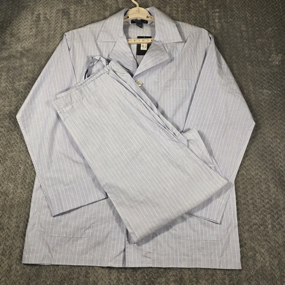 Vintage Polo Ralph Lauren Luxury Sleepwear Pajama Set Mens Small Blue Pinstripe